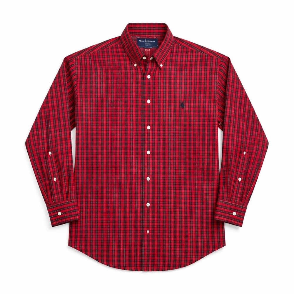 Ralph Lauren Blake Red Plaid Long Sleeve Button Down Shirt‎ Men L Cotton Preppy